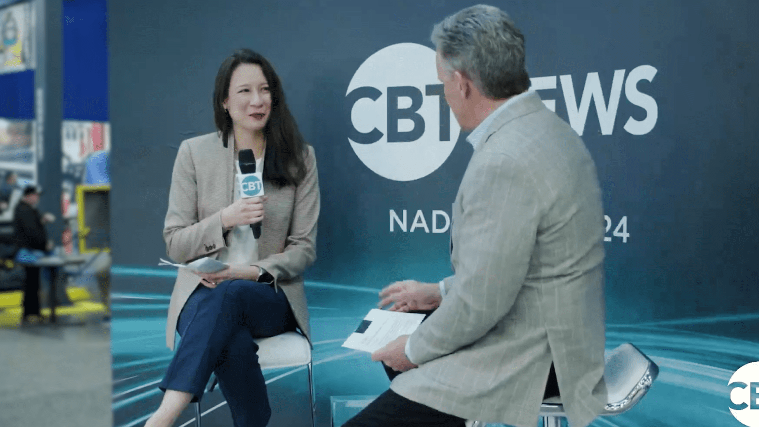 Cox Automotive President of Inventory Solutions Grace Huang joins CBT News anchor Jim Fitzpatrick during the 2024 NADA Show in Las Vegas.