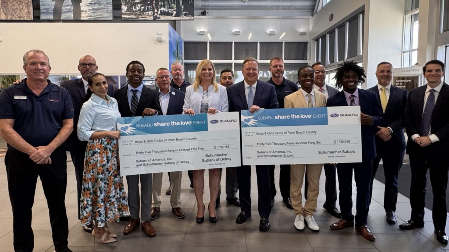 More than 40,000 children in Palm Beach County will benefit from a $70,000 donation by Schumacher Subaru of West Palm Beach and Delray.